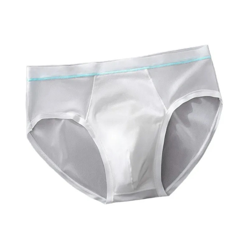 Men's Seamless Ice Silk Briefs Underwear Bulge Pouch Solid Breathable Panties Sexy U Convex Pouch Lingerie Underpants