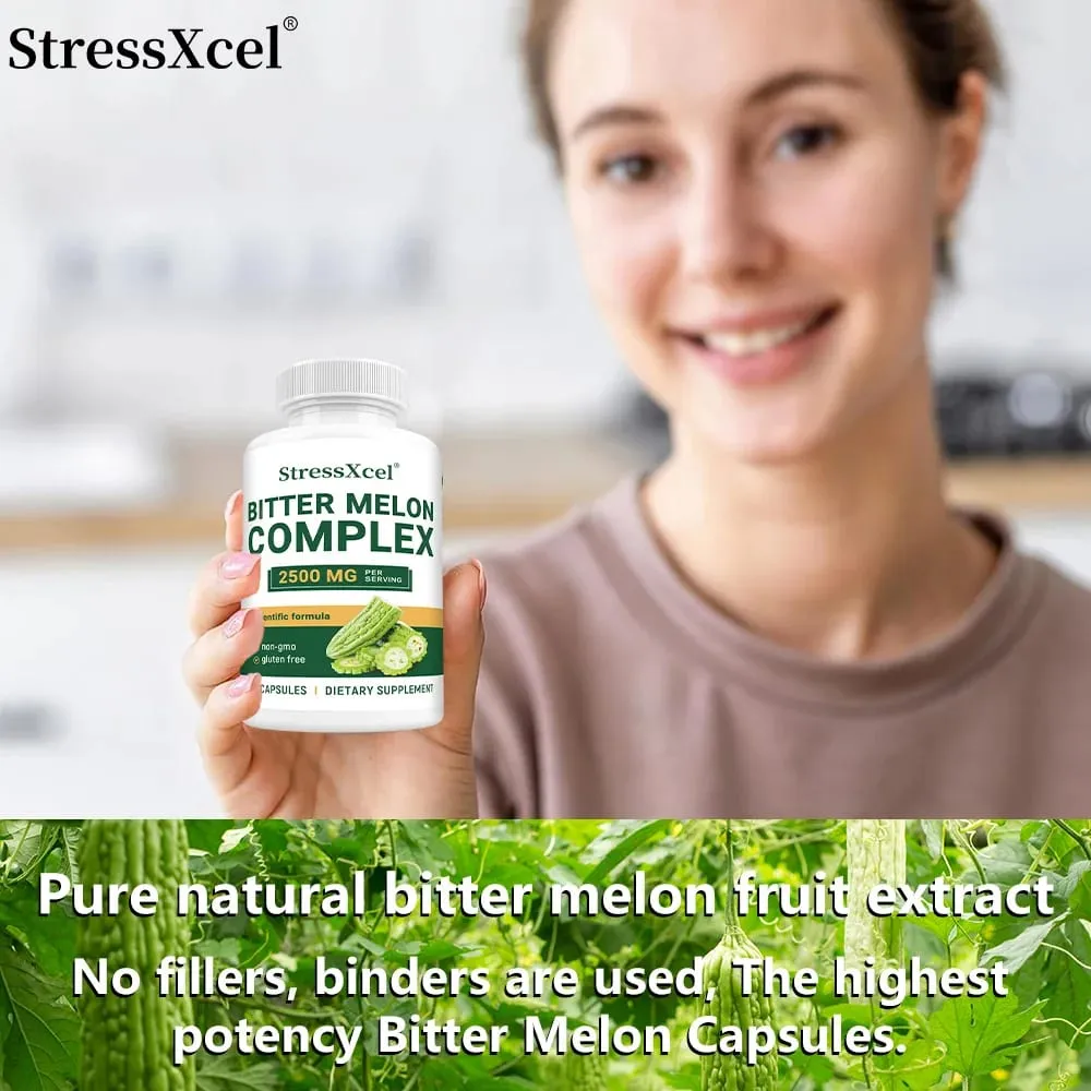 Bitter Melon Extract 2500mg Capsules Supports Blood Sugar Balance Metabolism Digestion Metabolism Skin Health & Detox