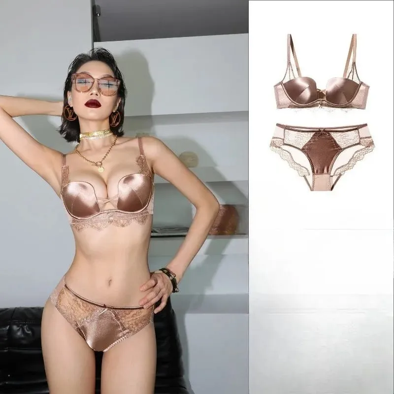 Fashion Leopard Bra Set Lift Up Support Push Up Soft Lace French Style for Ladies Home Daily Casual Wear All Seasons S-XL Suit