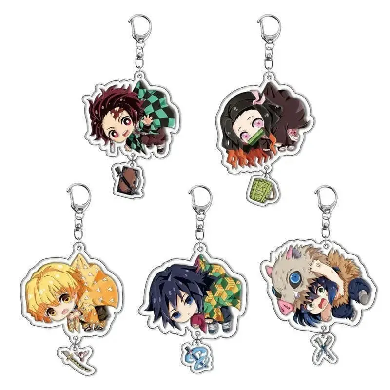 Hot Demon Slayer Tanjiro Kamado Acrylic Keychain Anime Peripherals Cute Cartoons Fashion Jewelry Backpack Pendant Christmas Gift