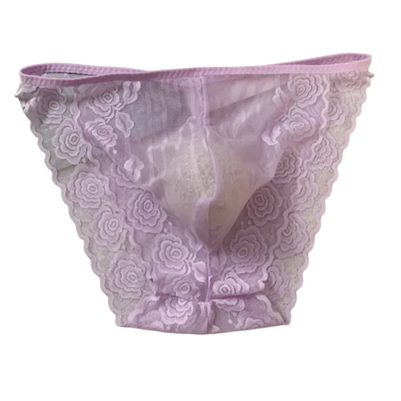 Men Seamless Lace Extreme Men's Panties Mesh Sheer Very Hot Lingerie Gay Sissy Bulge Pouch Bikini Briefs Underwear Underpants