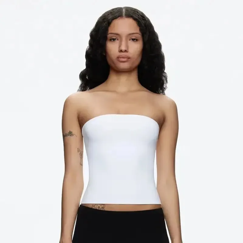 Tank Summer Women's Basic Tube Top Sexy Vest Fabric with High Elasticity and Skin-Friendly Top