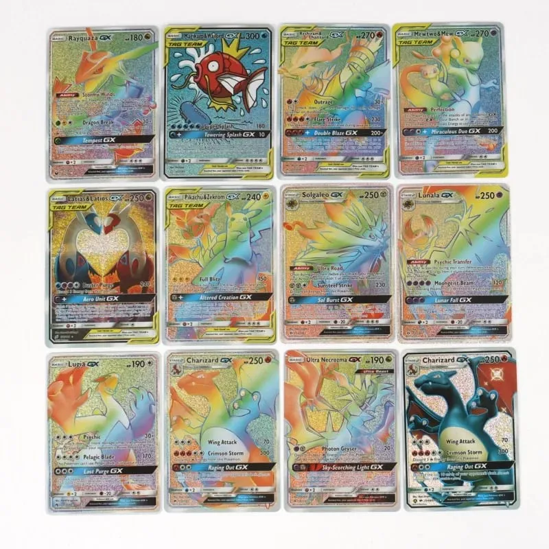 60-100st engelska Pokémonkort Holographic EX Vstar Vmax GX Letter Rainbow Arceus Shiny Charizard Mewtwo Evolution kombination