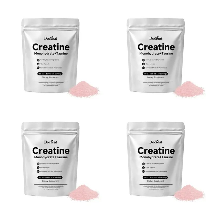 Docteat Creatine Monohydrate+Taurine Powder for ATP Regeneration Speed and Phosphocreatine Store Support 30 Servings 180 G