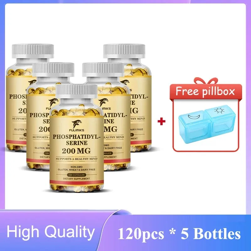Premium Phosphatidyl Serine Capsules Support Memory Cognitive Concentration Reduces Stress Hormones & Fatigue Sharp Focus
