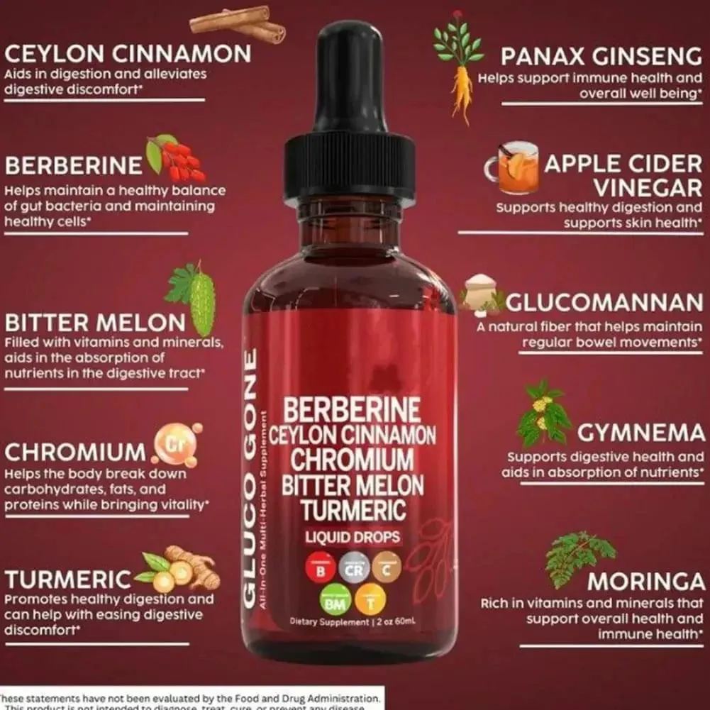 Berberine Cinnamon Droplets 60ml Natural Plant Formula Supports Blood Glucose Metabolism And Cardiovascular Health