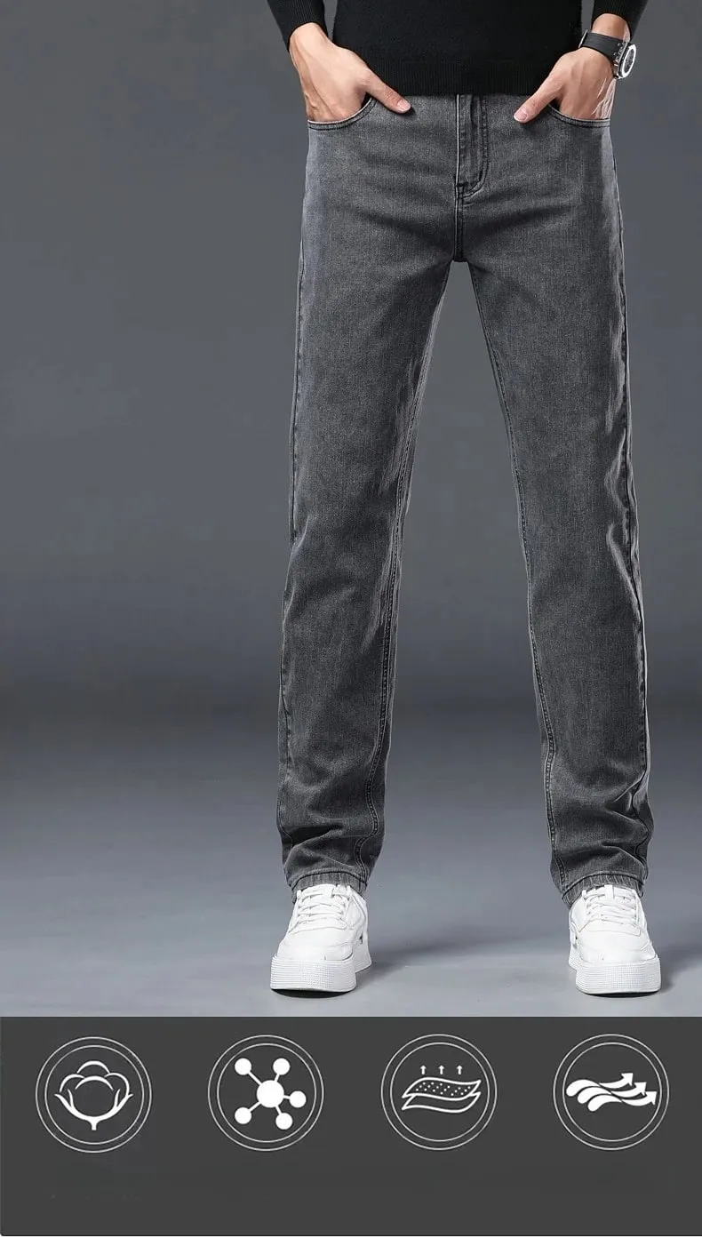 Men's New Stretch Straight Jeans Business Versatile Trendy Youth Casual Regular Long Pants for Spring Autumn Male Denim Trousers