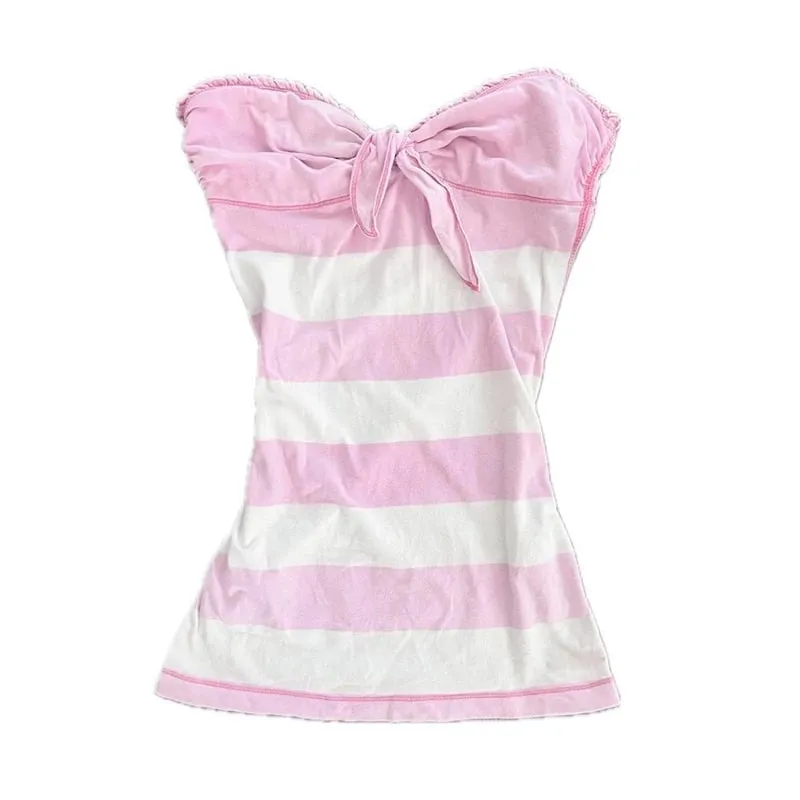 Y2k Tank Top Slim Women Harajuku Streak Graphic Print Aesthetics Summer Fashion Bow Corset top — image 3