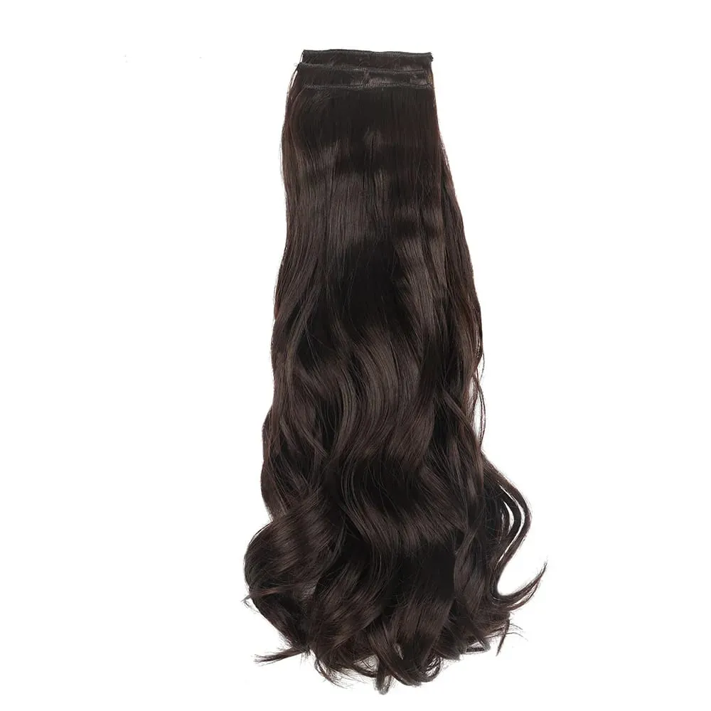 Synthetic 3Pcs Wavy Clip in Hair Extension 20inch Brown Hairpieces Long Body Wave Fake Hair Extension Clip ins for Women
