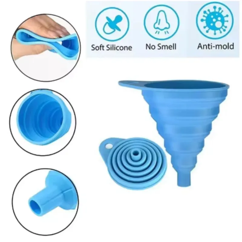 1/3/5/10 pcs S L Folding Silicone Funnel for Filling Bottles Kitchen Silicone Funnel Collapsible Kitchen Gadgets Oil Filler