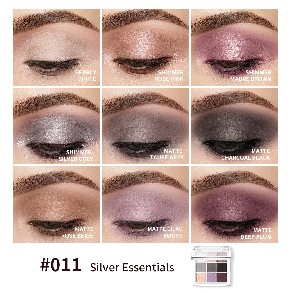 9 Shade Eyeshadow Palette Black Swan Smoky with 3 Brushes Waterproof Matte Highlighter for Halloween Eye Makeup