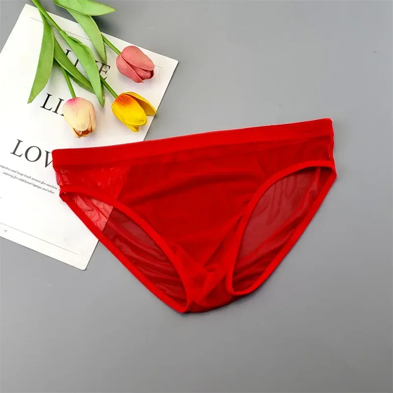 남자 투명한 나일론 팬티 3D 주머니 경량 남성 비키니 속옷 부드러운 쉬어 빠른 건조 스트레치 란제리 XL/XXL/3XL/4XL