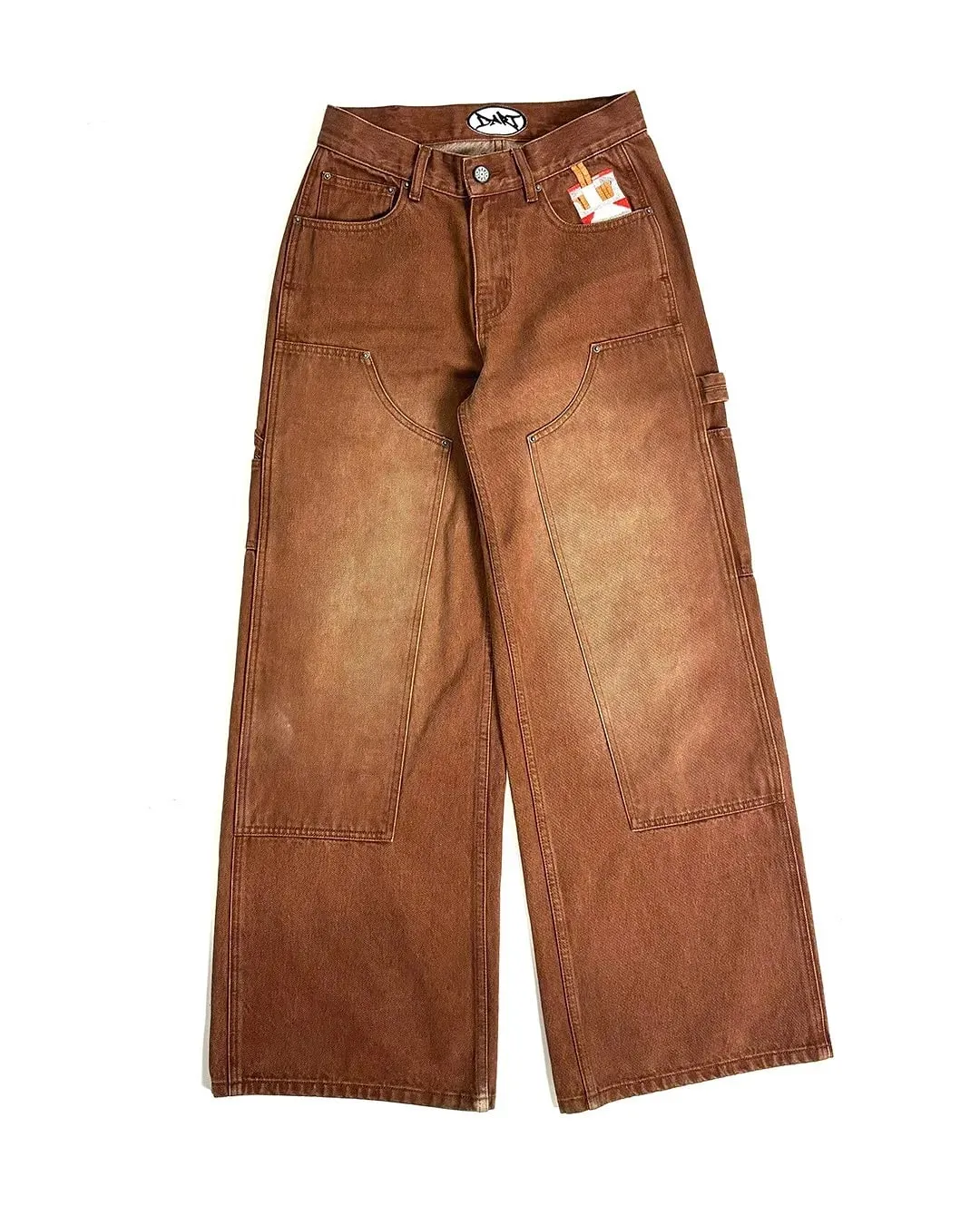 Streetwear Y2K Punk Retro Gothic American Classic Embroidered Jeans Men Women Brown Punk Loose Oversized Trousers Straight Jeans