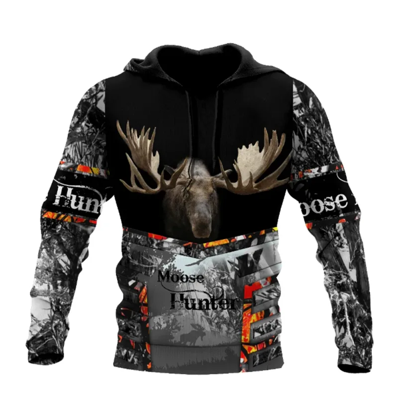 Men's Clothing Fashion Hunting Loose Hoodie Large 3D Printed Animal Deer Super Large Hoodie Fashion Enthusiast Tops