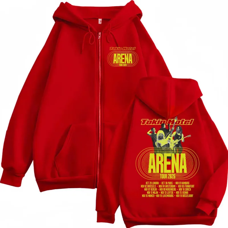 Tokio Hotel Arena Tour 2026 Zipper Hoodies Men Women Fashion Rock Zip Up Pullovers High Quality Fleece Long Sleeve Sweatshirts — image 6