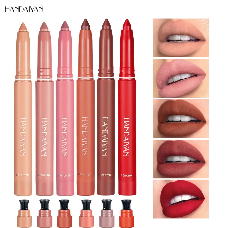 12 farver Pink Velvet Matte Lipstick Pen Lip Liner Blyant Vandtæt Langvarig Ikke let at falme Plumpe læber Crayon Makeup Tint — image 2