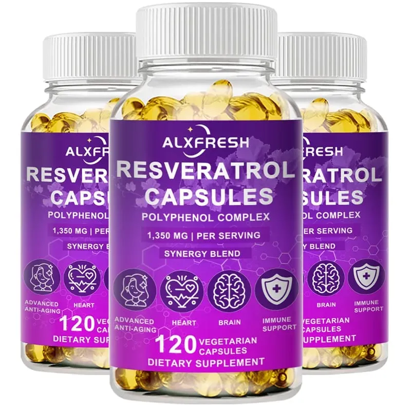 Resveratrol Capsules Supports Cardiovascular Metabolic Health Anti-inflammatory Neuroprotective Effects Antioxidant Anti-aging