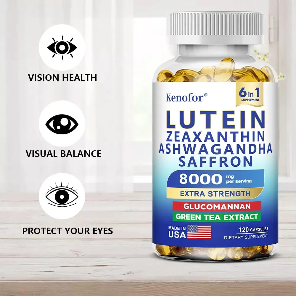 Lutein & Zeaxanthin Supplement 8000 Mg Eye Vitamins with Saffron for Adults Eye Health Supplement To Support Vision and Eyes