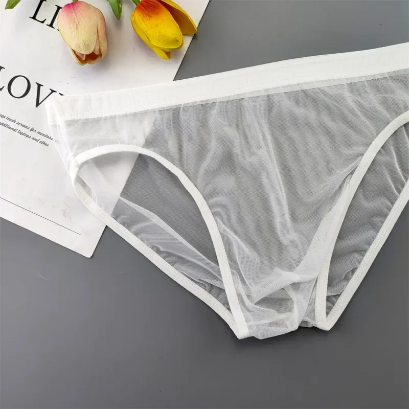 남자 투명한 나일론 팬티 3D 주머니 경량 남성 비키니 속옷 부드러운 쉬어 빠른 건조 스트레치 란제리 XL/XXL/3XL/4XL