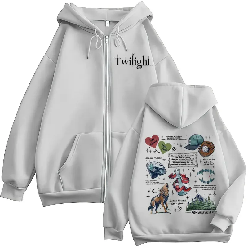 Movie Twilight Vampire Wolf Romance Zipper Hoodies Edward Cullen Men's Women Clothing Fashion Hip Hop Zip Up Hooded Sweatshirts