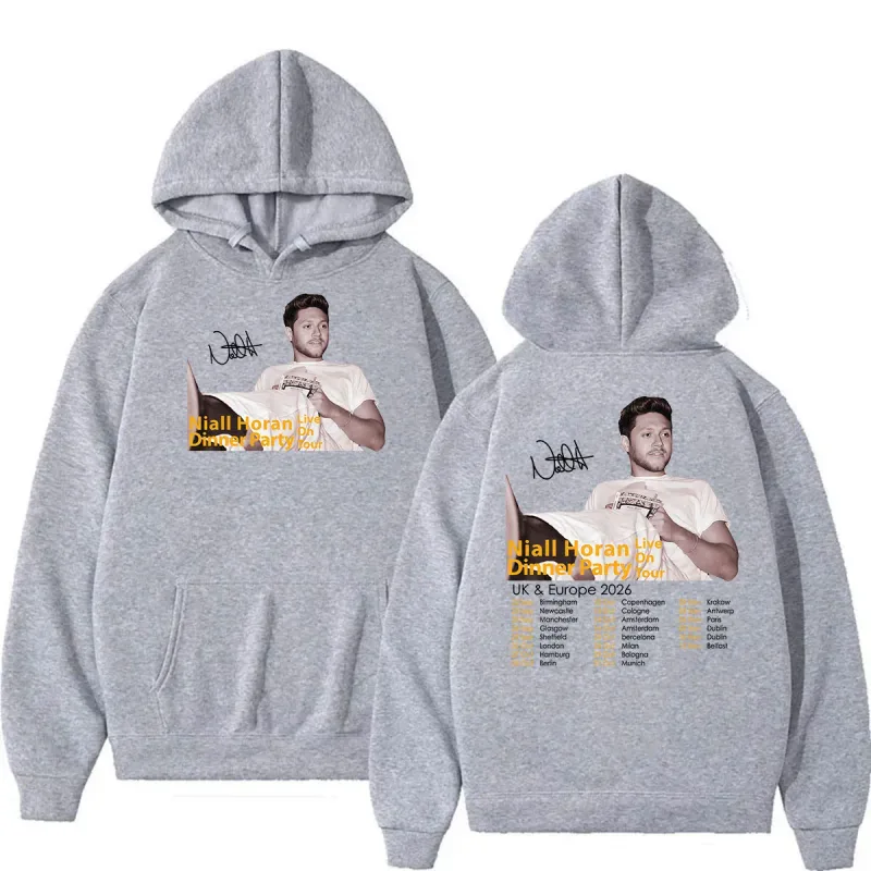 Niall Horan Dinner Party Live on Tour 2026 Print Hoodie Men's Clothing Fashion Oversized Sweatshirt Vintage Long Sleeve Hoodies
