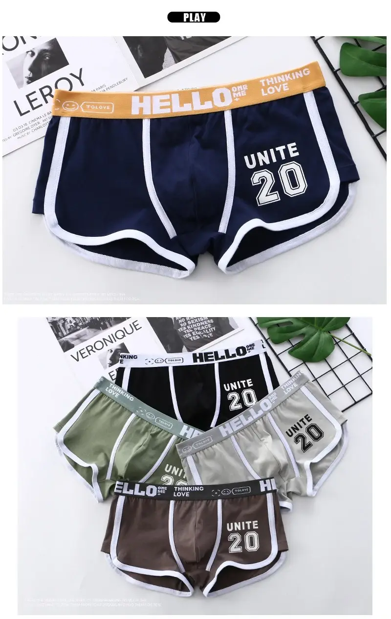 1/3pc roupa interior masculina esportes boxer shorts de algodão oversized cor sólida juventude moda esportes calcinha masculina confortável respirável