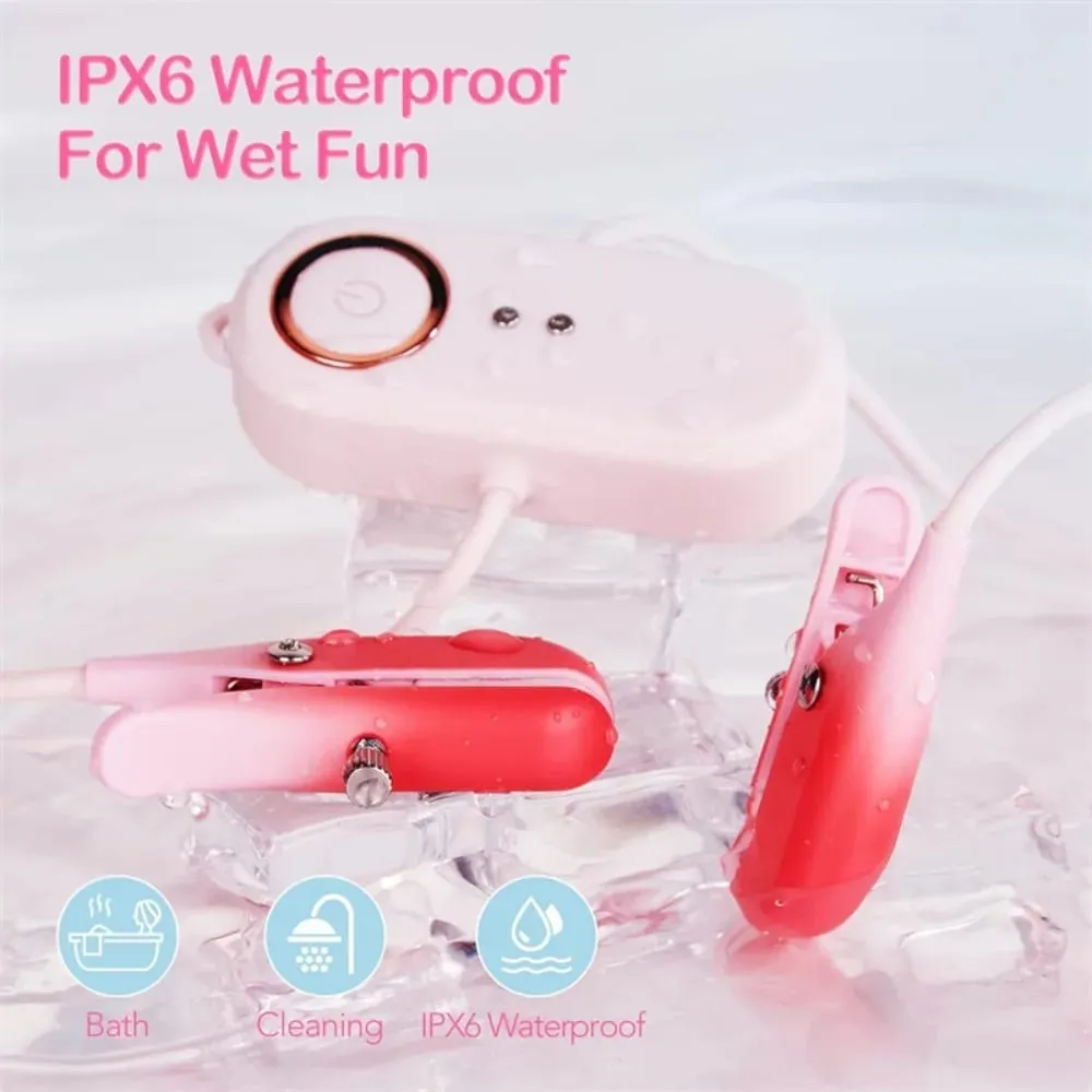 สีชมพูสวมใส่หัวนม CLAMP Vibrator สำหรับผู้หญิง 2 ใน 1 Clitoris CLAMP Stimulator ของเล่นสำหรับผู้ใหญ่คู่นวดอายุการใช้งานแบตเตอรี่ยาวนาน