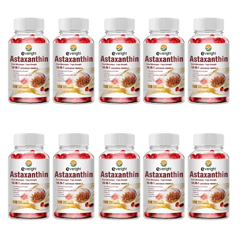 Astaxanthin 24mg – Antioksidan Ampuh untuk Kulit Mata & Kesehatan Kekebalan Tubuh – 10-in-1 dengan Lycopene Grape Seed Vitamin E & Zinc