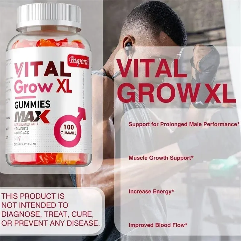 Vital Grow XL Male Gummies - Promotes Muscle Growth and Recovery Enhances Athletic Performance Endurance and Relieves Fatigue