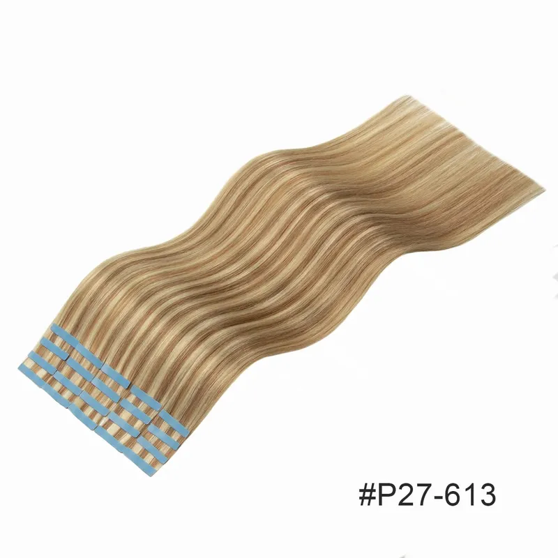 Tape In Hair Extensions Human Hair Skin Weft Remy Natural Tape in Extensions 40-50G/Pack Full 12-24 inch Tape-Ins