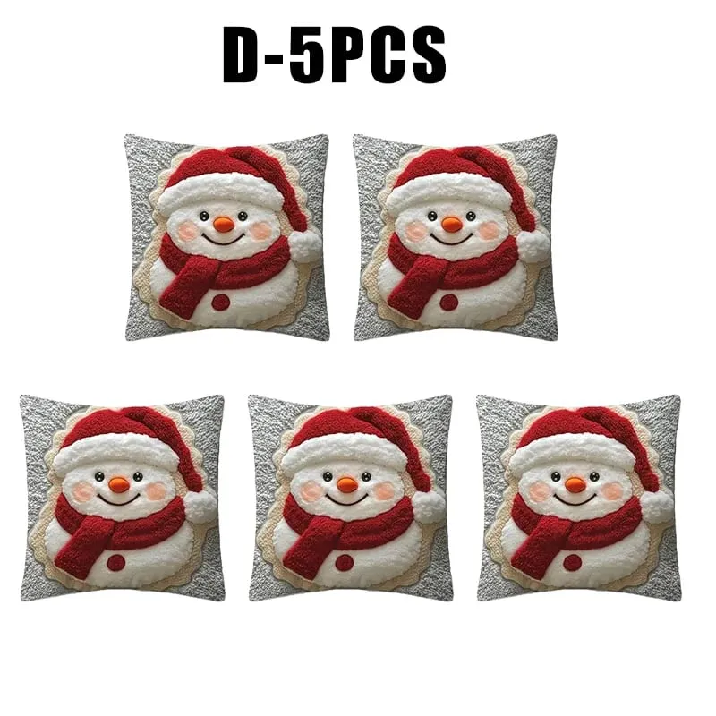 Christmas Character Cushion Cover Snowman Reindeer Digital Print on Stretch Fabric for Festive Home Decor