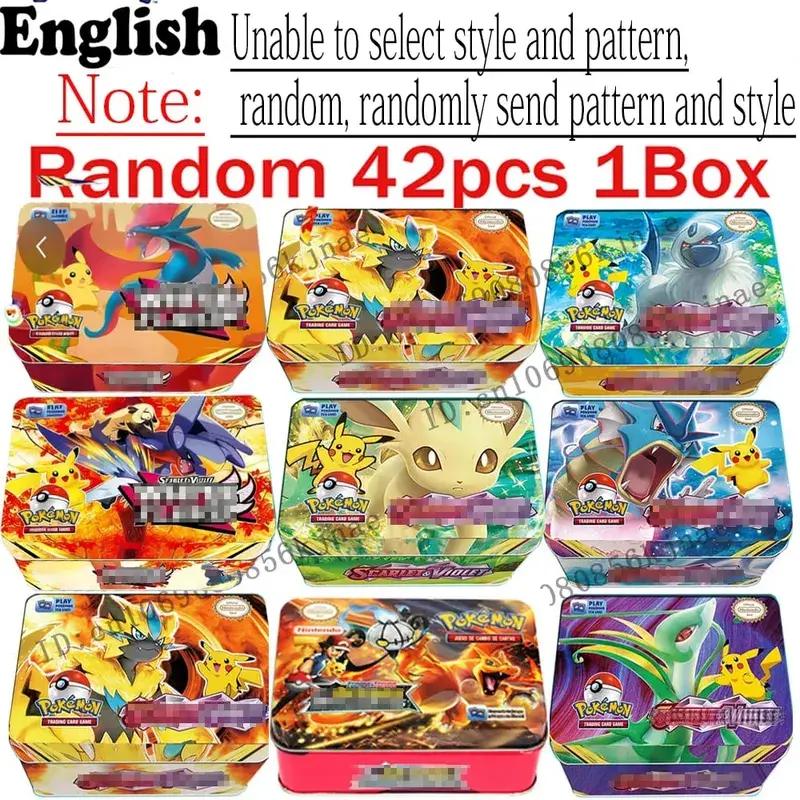 *NEW SALE 42pcs/set Pokémon Iron Metal Box Battle Toys Lost Box with Game Anime Cards!!