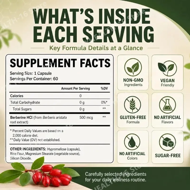 Googeer Berberine HCl Capsules Support Glucose Homeostasis and Steady Energy Plus Immune Support and Gut Health 60 Capsules