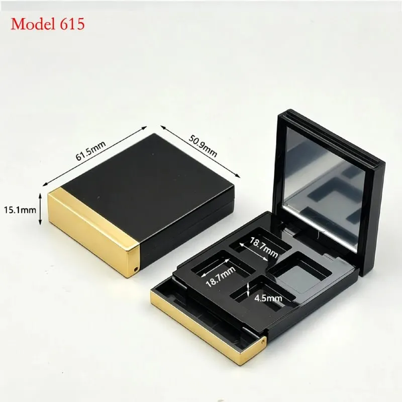 Batch Sale Price For Square 2/3/4/5/6/9/12 Colors Black Plastic Empty Eye Shadow Palette Blusher Powder Container