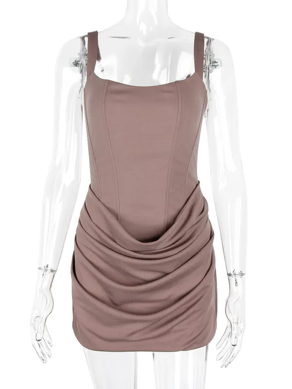 Sexy Backless Slip Folds White Summer Dress Women Elegant Birthday Party Dresses Woman Bodycon Evening Short Dresses Vestidos HL