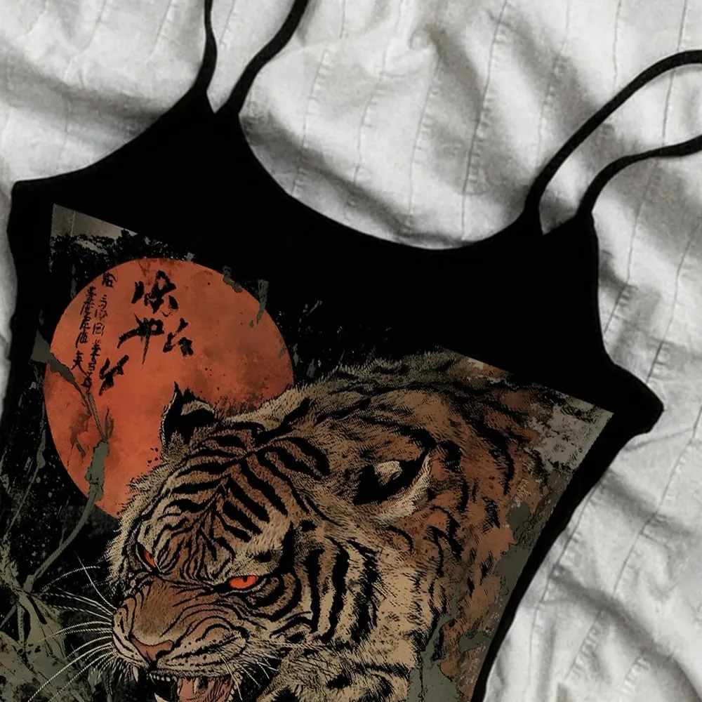 Punk Gothic 90s Vintage Women Corset Tank Top Baby Tee shirt Print Emo Figure Graphics Camisole Top Grunge Crop Tops Y2k Clothes