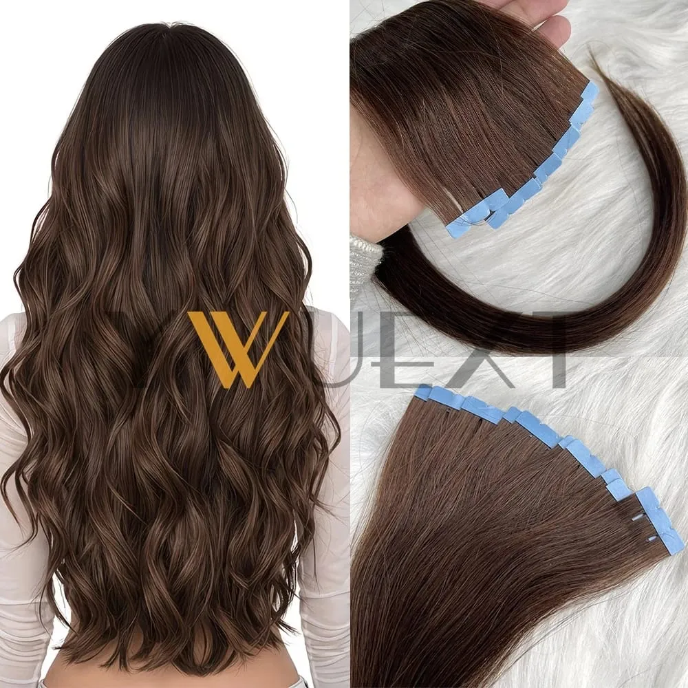 Mini Tape In Human Hair Extensions 12"-20" Machine Remy Skin Weft Adhesive Tape Hair Natural Black Brown Blonde Tape Ons 10pcs