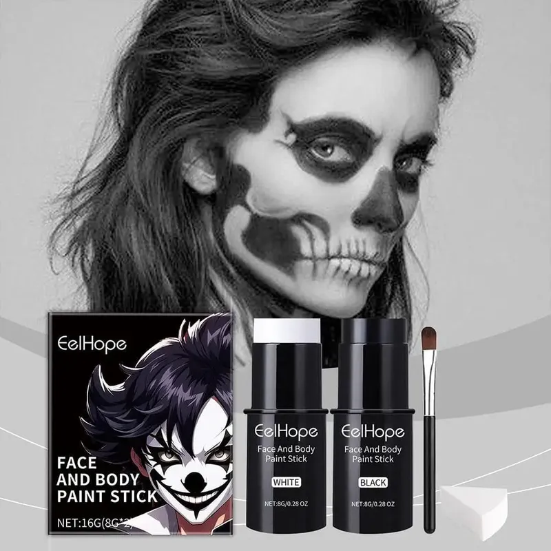 1 sada černé bílé oči barva na obličej tyčinka krémový make-up vodotěsné pero sportovní bezpečné pero na kostýmy párty lehké halloweenské Q5O1