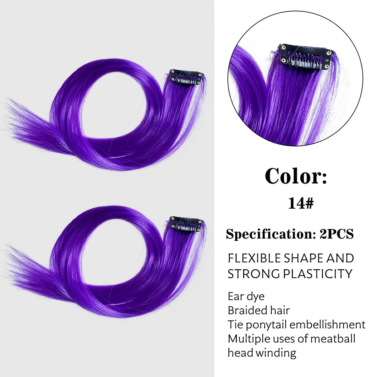 Synthetic Colored Clip In Hair Extensions Straight Highlight Hair Streaks Rainbow Hanging Hair Pieces Hairpiece For Women Party