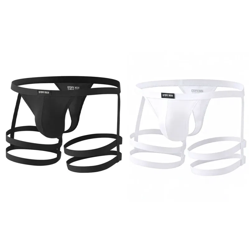 Men's Jockstrap Briefs Suspender Underwear Breathable Thong Briefs U Convex Pouch Elastic Low Rise Underpants