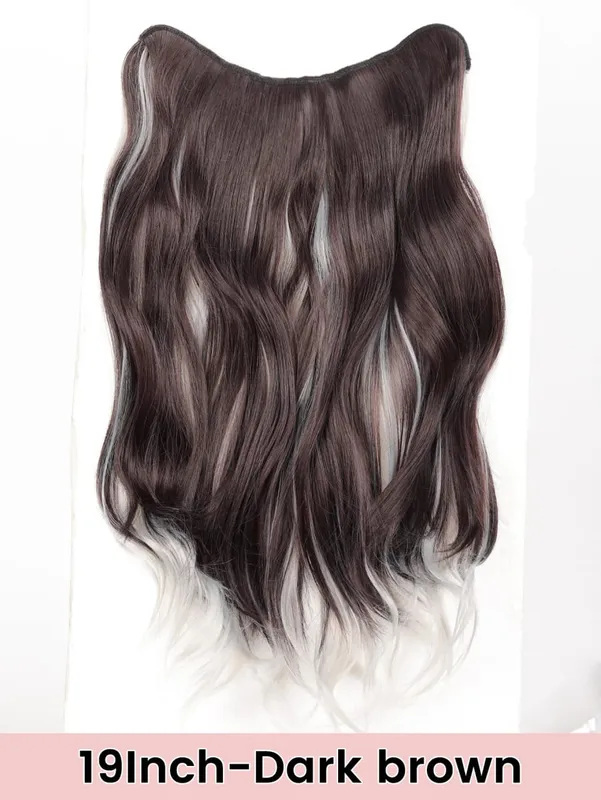 Synthetic Long Curly Wavy Hairstyle Hairpiece 5 Clip In Hair Extensions Black Brown Grey Natural Fake Hair For Women