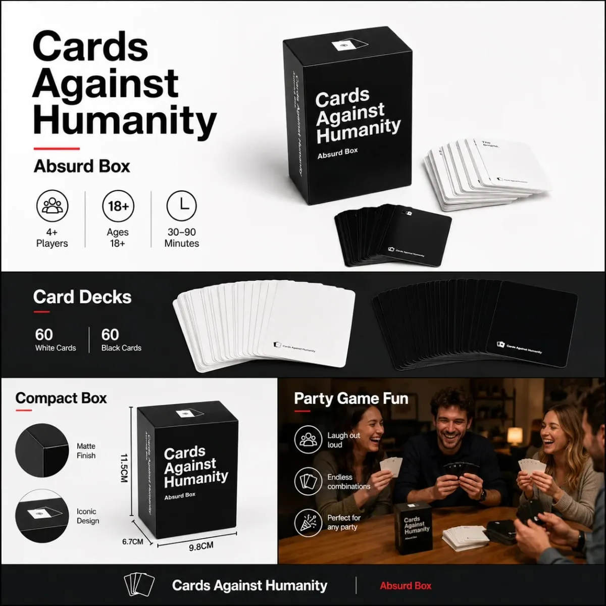 Cards Against Humanity Absurd Box Adult Party Card Game Funny Social Icebreaker Friends Game Night English Version