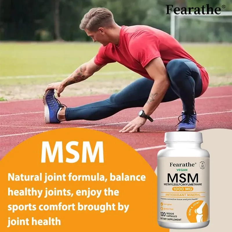 MSM 1000 Mg - 120 Veggie Capsules - Methylsulfonylmethane - Dietary Supplement Antioxidant Supports & Strengthens Joints