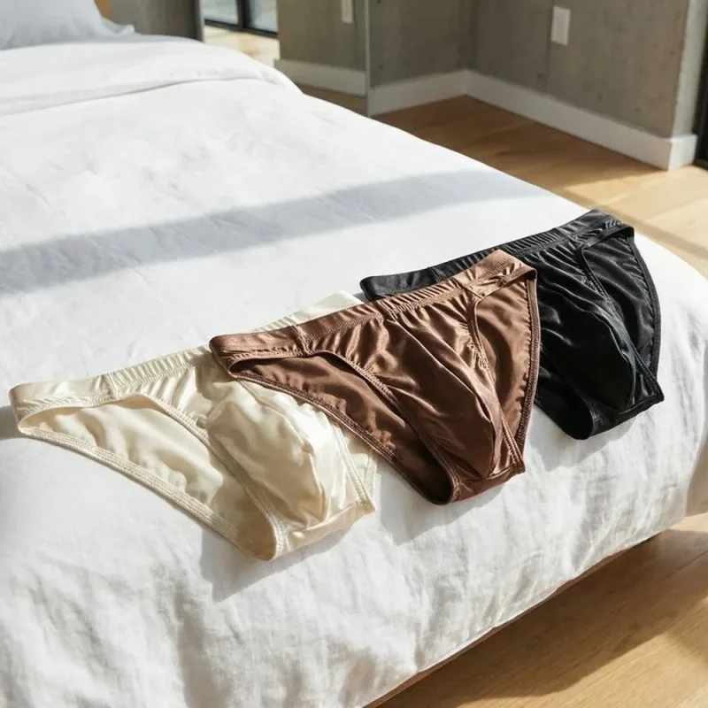 Breathable Low Waist Men Thin Panties Male Lingerie Underpants Men's Underwear Simple Ice Cool Briefs Summer