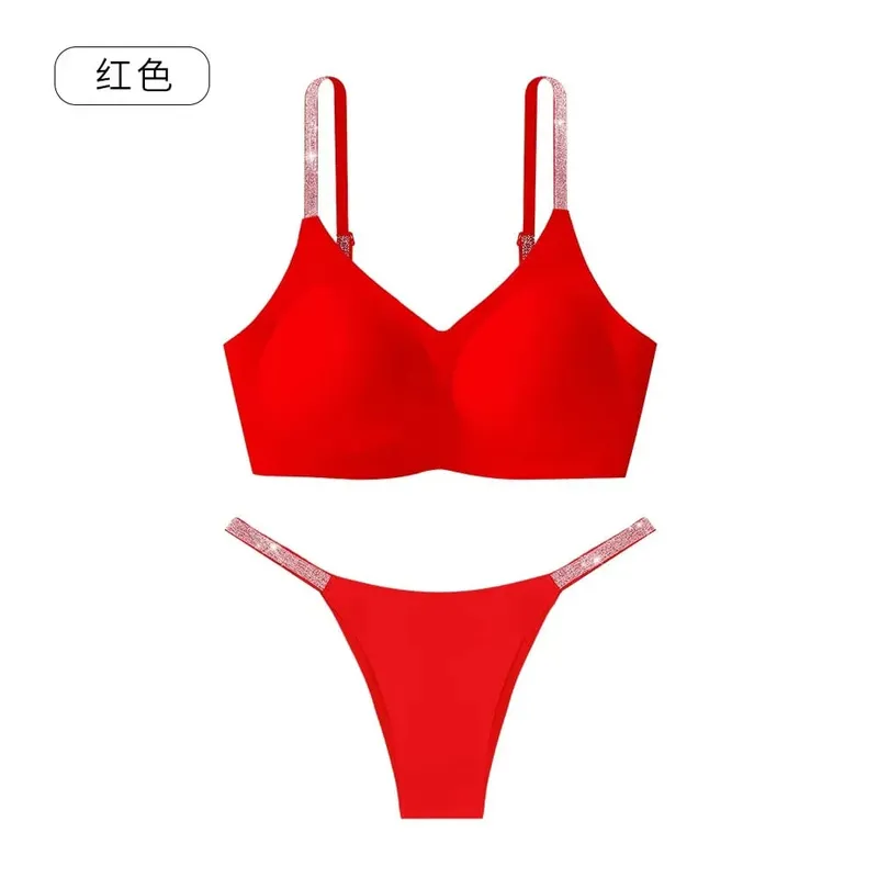 Leopard Print Rhinestone Sexy Bra Set Women Bralette Girls Underwear Brassiere Fashion Thong Gather Bras Lingerie Panty Sets