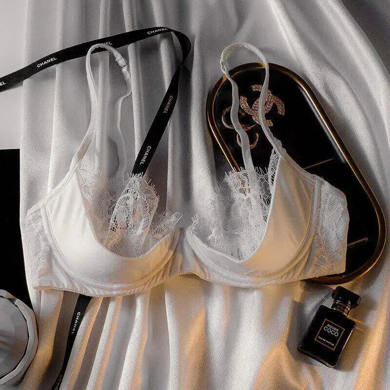 Plus Size Half Cup Sheer Lace Bra Set Ultra Thin Minimizer Underwire Lift Support Breathable Large Cup Matching Underwear Set — image 8