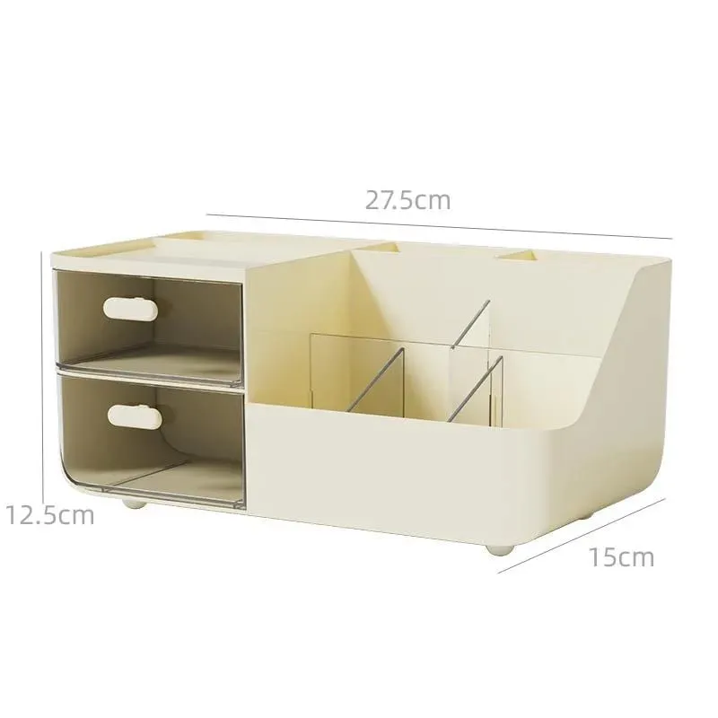 Cosmetics Organizer with 2 Transparent Drawers Large Capacity Clear View Space Saving Smooth Gliding for Makeup Brushes