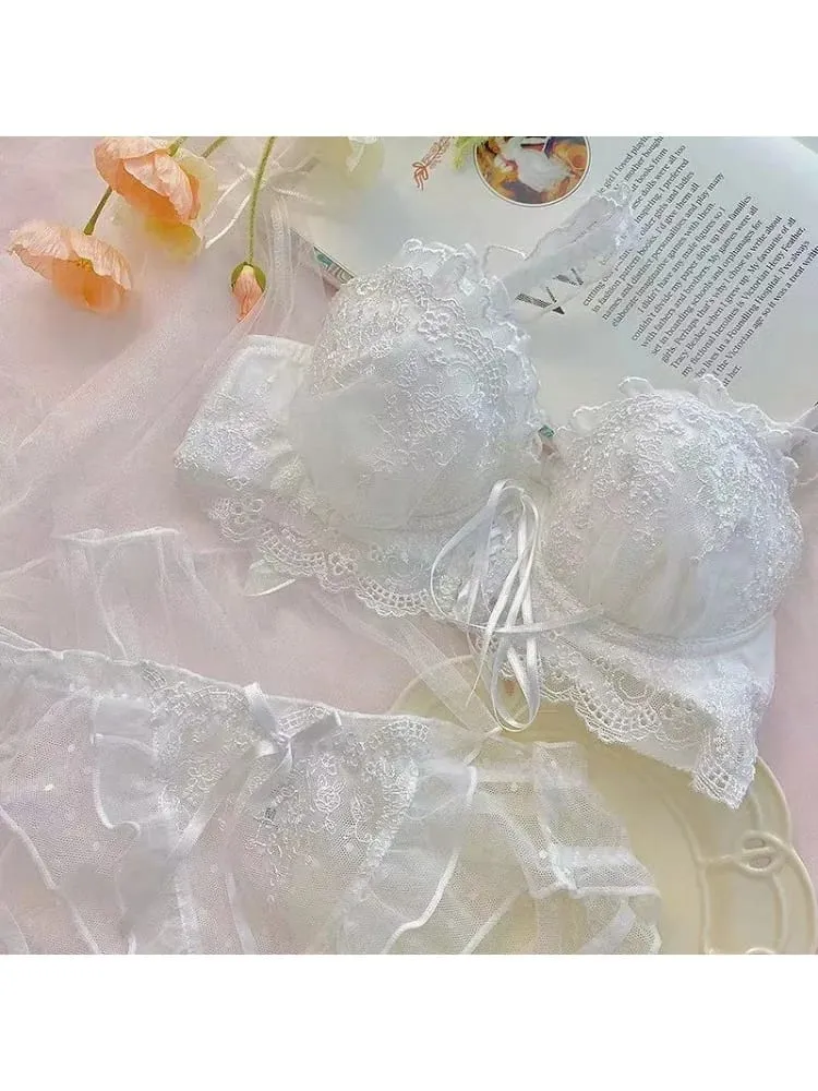 สไตล์ญี่ปุ่นลูกไม้ Bralette ชุดเซ็กซี่น่ารักชุดชั้นในแหวนเหล็กสำหรับหน้าอกเล็ก Push Up Bra & ชุดกางเกง ขายร้อน Now! — image 3