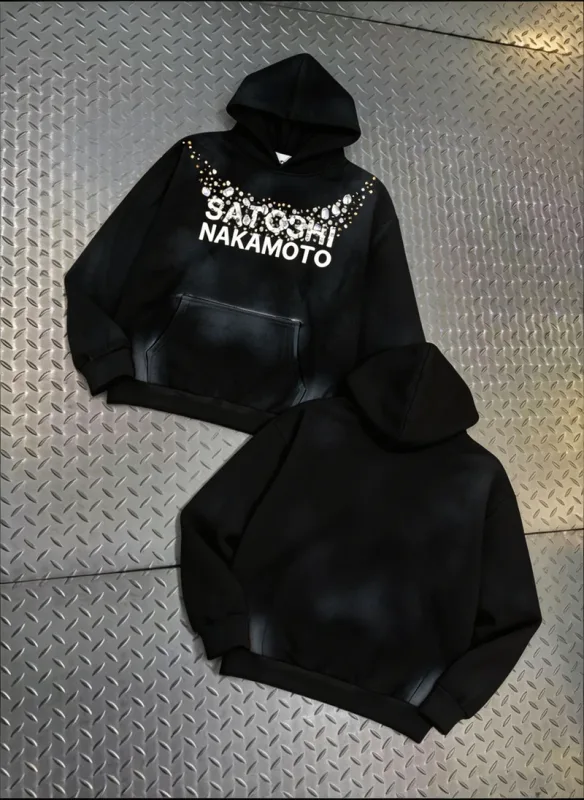 Street Casual SATOSHI Hoodies Pullover Embossed Pattern Embroidery Turtle Shell Design Washed Hooded Men Women Loose Sweatshirts