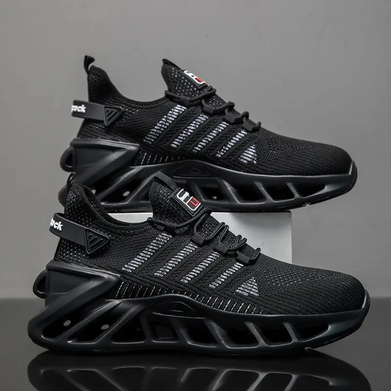 Men's Fashion Versatile Comfortable Lace-up Sports Casual Shoes Mesh Shoes Simple Striped All-Season Thick-Soled Trendy Sports